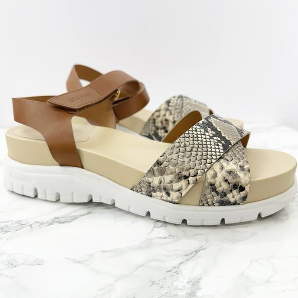Cole Haan Zero Gran Platform Criss Cross Snakeskin Sandal 8.5 - Picture 3 of 7